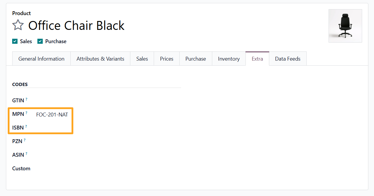 odoo product extra mpn isbn
